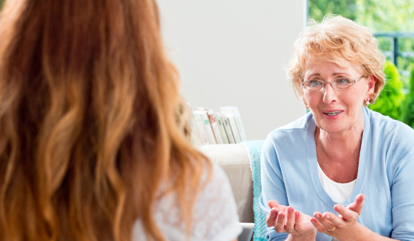 lady talking to daughter